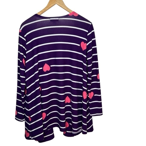 Lularoe HAPPY HEARTS Caroline * PURPLE PINK * WHITE Stripes M - Picture 4 of 4